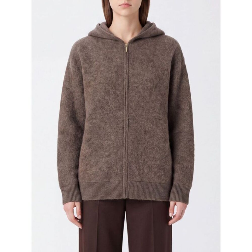 'S Max Mara Women 'S Max Mara Knitted Yak Zip-Up Hoodie With Dropped Shoulders